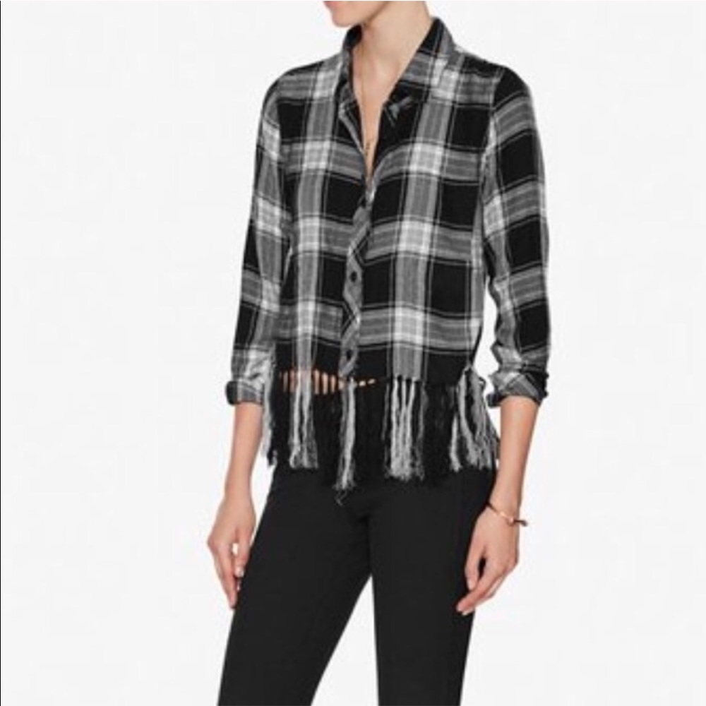 Rails fringe hem button down plaid shirt  Medium